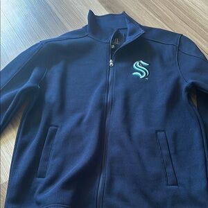 Navy Blue Zip-Up Jacket with Seattle kraken Logo